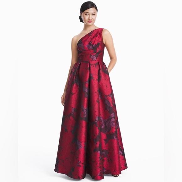 CARMEN MARC VALVO INFUSION One-Shoulder Brocade Ball Gown size 2 - Picture 3 of 12